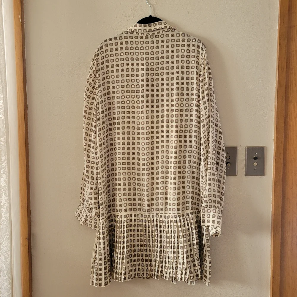 J. Crew New Amelia Shirt Dress in Foulard Print - Large Tall - ivory, black - Picture 11 of 13